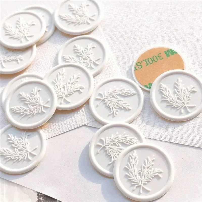 100pcs convenient leaf wax seal stickers with Double-sided tape wedding envelope sealing gifts card decoration wax seal stickers