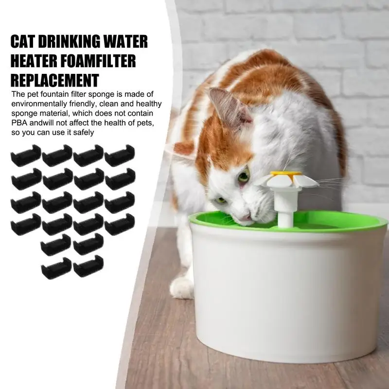 20pcs Pet Water Filter Sponge Cat Water Fountain Filter Cat Foam Filters Replacement For Stainless Steel Top Cats Fountains