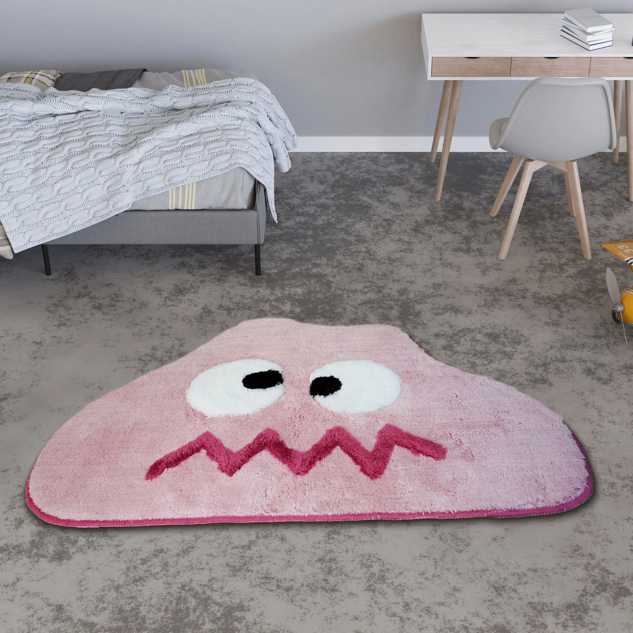 Pink Funky Rug for Bedroom Aesthetic Irregular Cute Fluffy Rugs for Nursery Pink Living Room Funky Soft Flannel Home Carpet