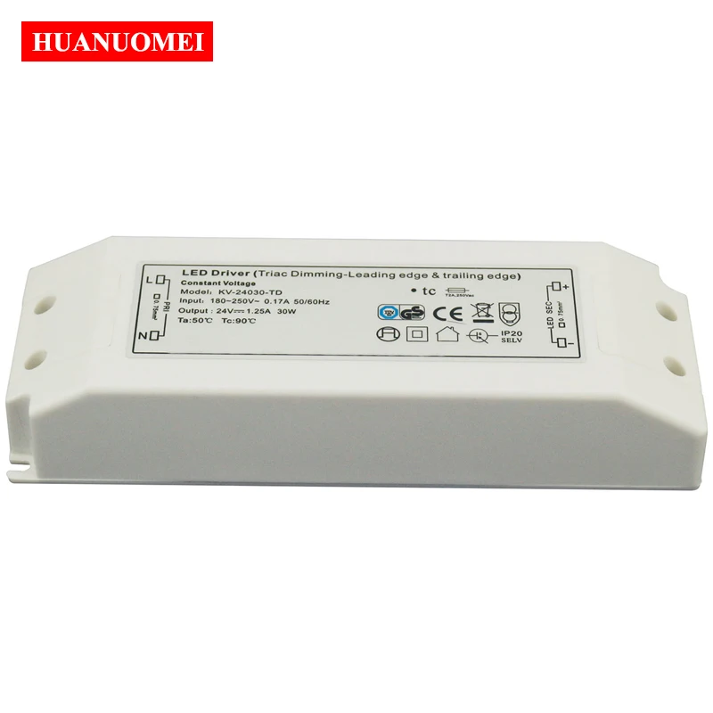 DC 12V 24V 36V 30W Triac Dimmable LED Driver Constant Voltage DC12V Power Supply Lighting Transformers AC90-130V AC180-250V