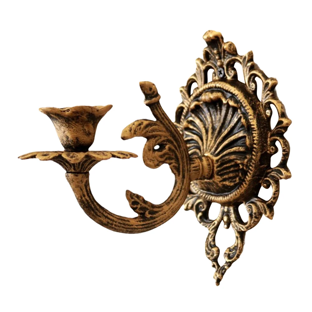 

Cast Iron Wall Sconce Holder Rustic Vintage Decorative Fixture For Home Garden Pillar Tealight Elegant Gothic Iron Mount