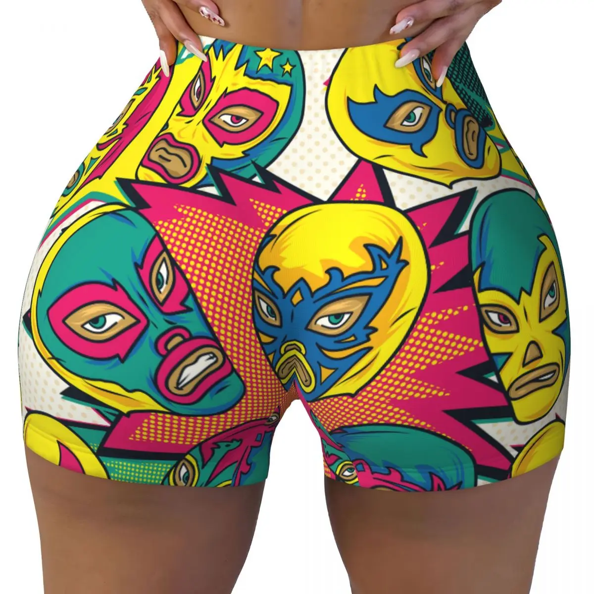 Womens Clothes Gym Push Up Short Elasticity Scrunch Butt Running Shorts Colorful   Mexican Wrestler Sports Shorts