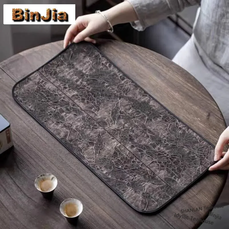 Chinese Style Xiangyun Yarn Dry Soaked Mat Zen Tea Table Waterproof Edging Tea Flag Retro Absorbent Water Cup Mat Tea Cloth Flag