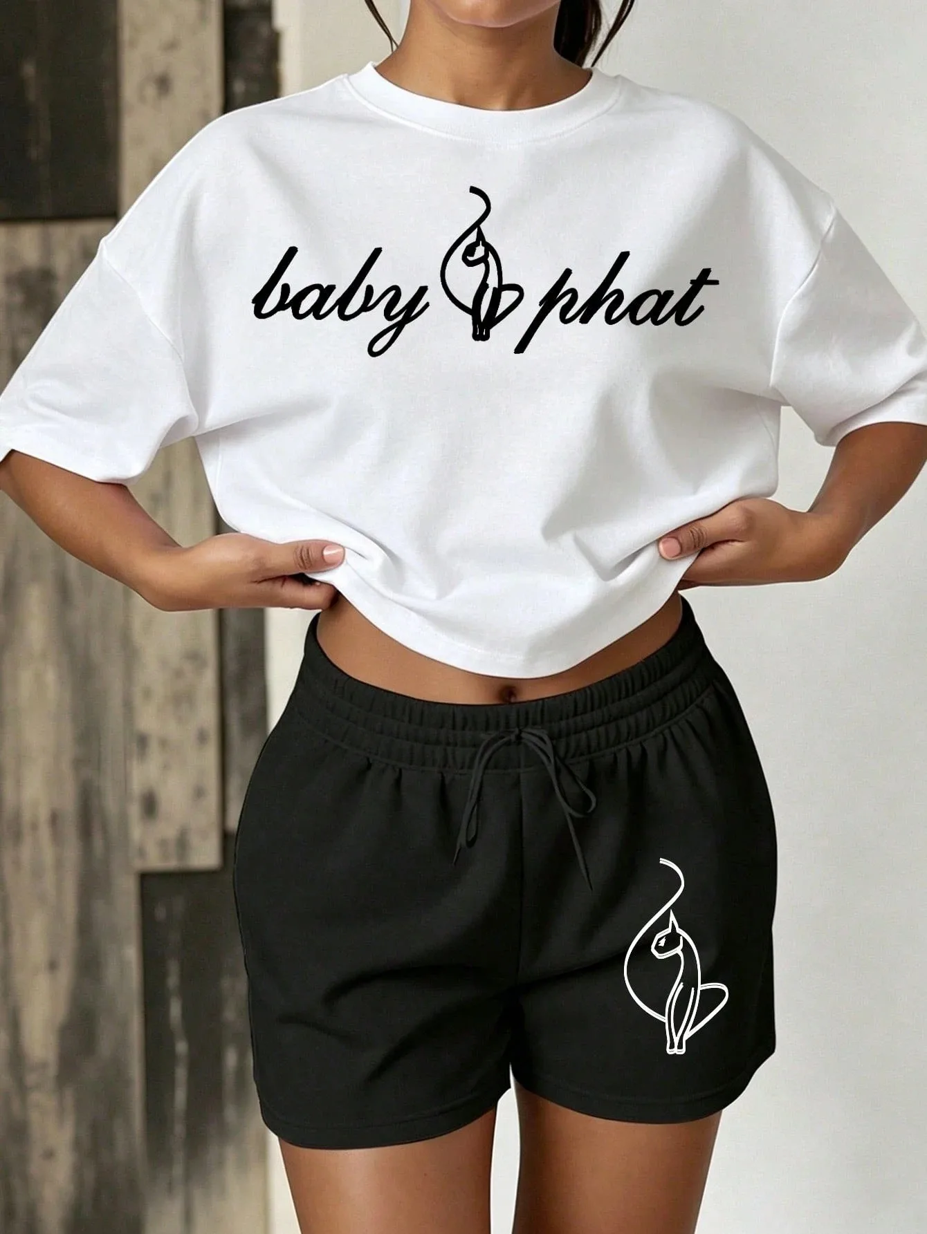 2026 summer popular street casual versatile comfortable 3D letter pattern printed women's short-sleeved suit