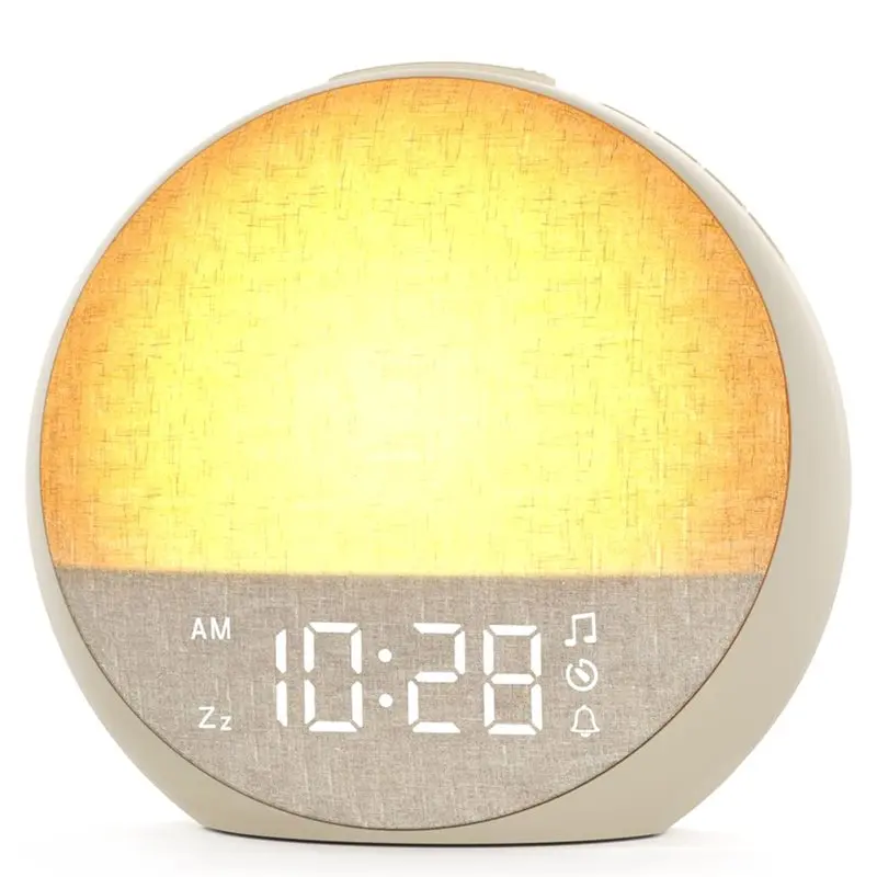 

AAAN-Wake Up Light, Alarm Clock,White Noise Sound Machine With 30 Soothing Sounds, Dimmable Night Light, Natural Sunlight Lamp