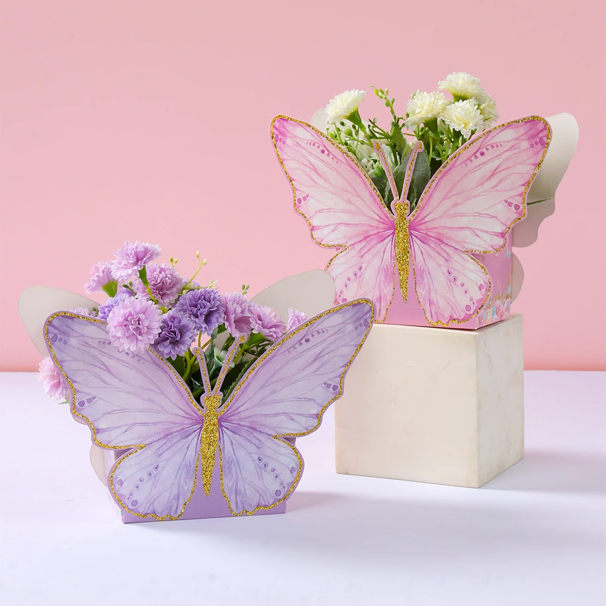 6szt 3D Symulacja Motyla Dekoracja Urodzinowa Dziewczyna Motyl Dekoracja Urodzinowa Przyjęcie Urodzinowe Baby Shower Dekoracja Ślubna