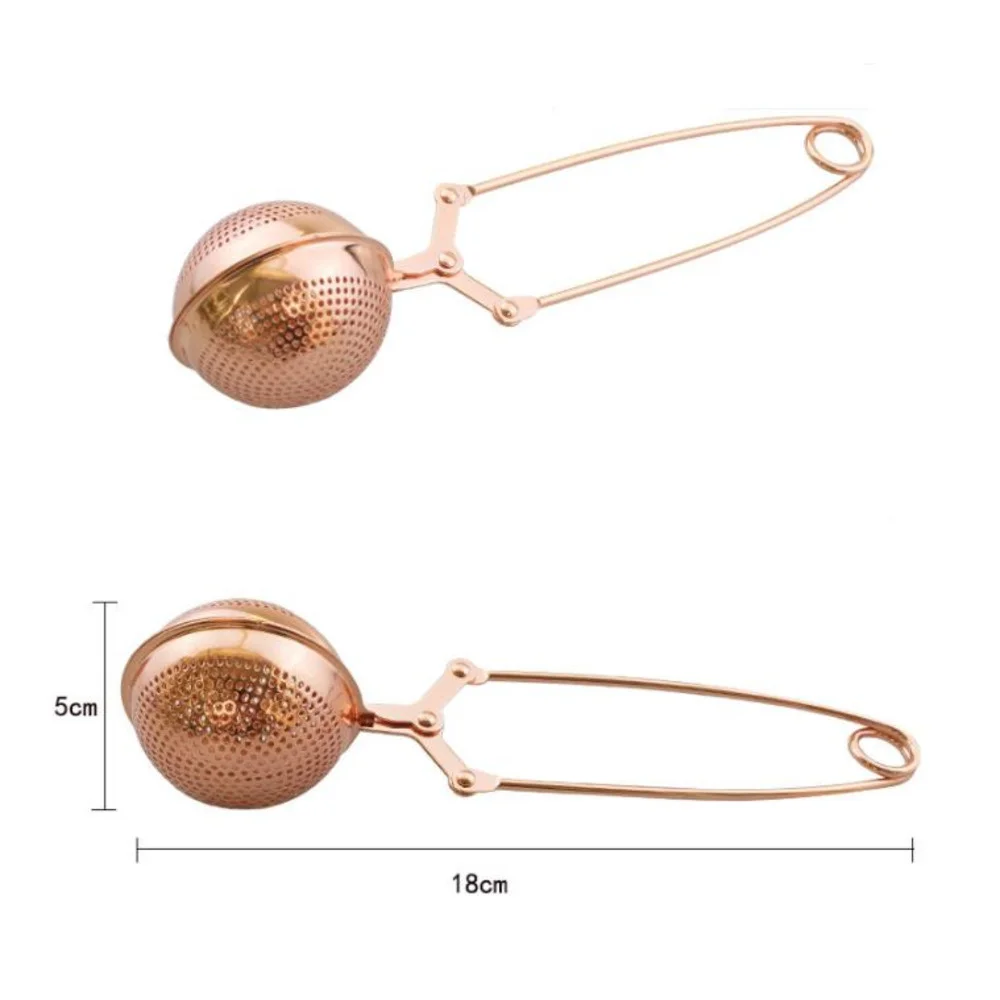 

100pcs Rose Gold Stainless Steel Tea Strainer Filter Diffuser Fine Mesh Infuser Ball Shape Coffee Cocktail Food Reusable