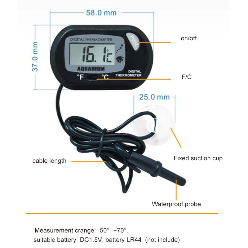 Fish Tank LCD Digital Aquarium Thermometer Temperature Water Meter Aquarium Temp Detector Fish Alarm Pet Supplies Tool Aquatic