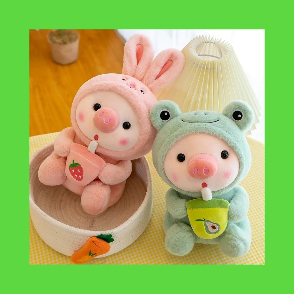 1 piece of 25cm cosplay Uncoron frog tiger rabbit wild boar tea plush pink pig milk tea plush toy boy girl children's gift