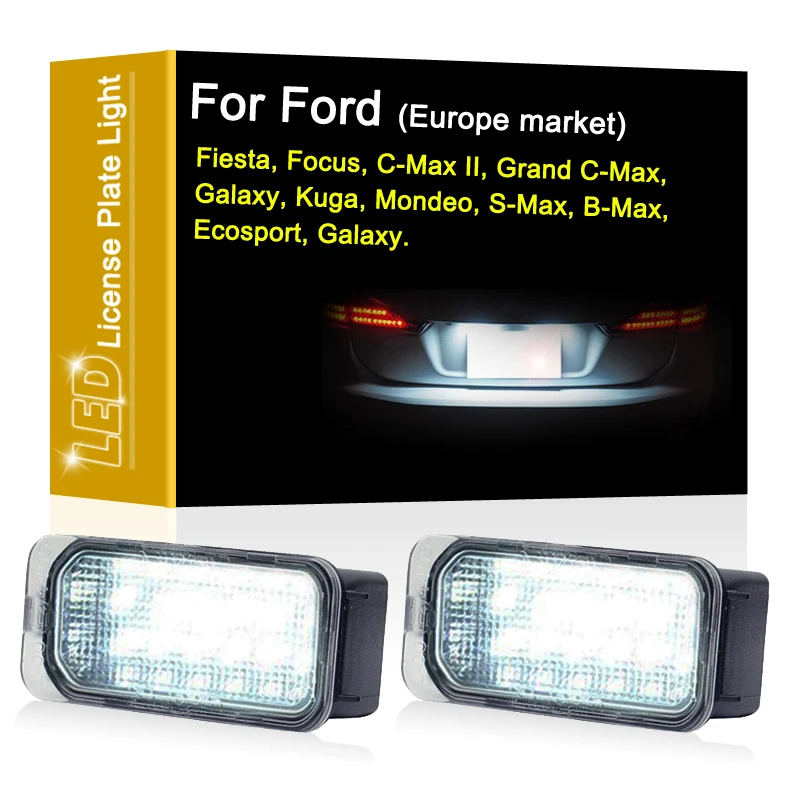 Montaje de luz de placa de matrícula LED de 12V para Ford Fiesta Focus Grand c-max Ecosport Kuga Mondeo s-max b-max Galaxy