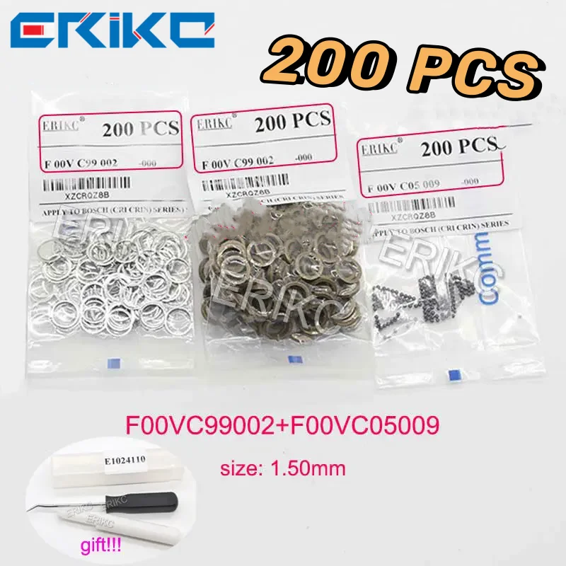 ERIKC Repair Kit Gasket F00VC99002 1.34mm Steel Ball F00VC05001 1.5mm Ceramic Ball F00VC05009 F00VC05008 F00RJ02177 for BOSCH