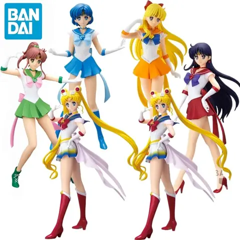 Bandai Genuine Sailor Moon Anime Figure Sailor Mars Mercury Uranus Neptune Pluto Pvc Action Figurine Collectible Model Toy Gift