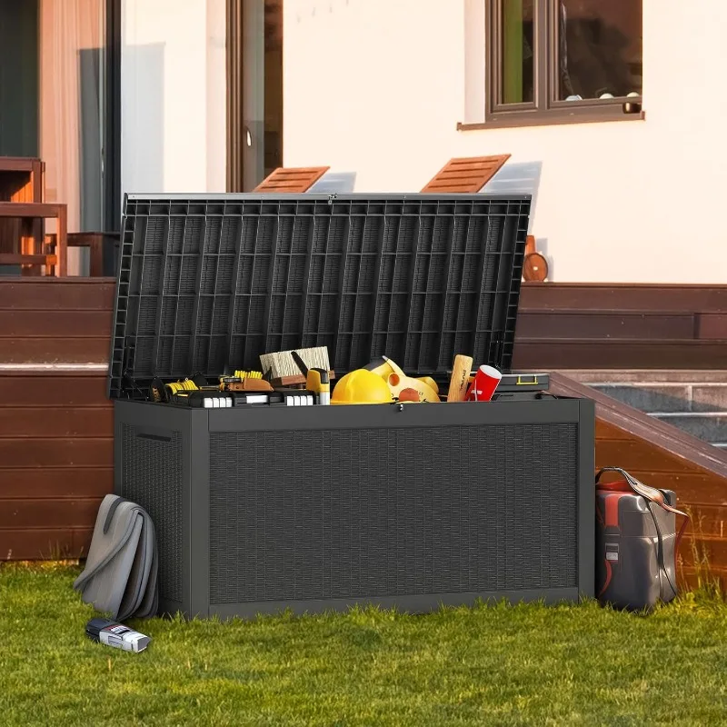 260 Gallon Outdoor Storage Box - Deck Box Waterproof Patio Furniture, Garden Tools, Cushions, Pool Accessories Outside Storage R