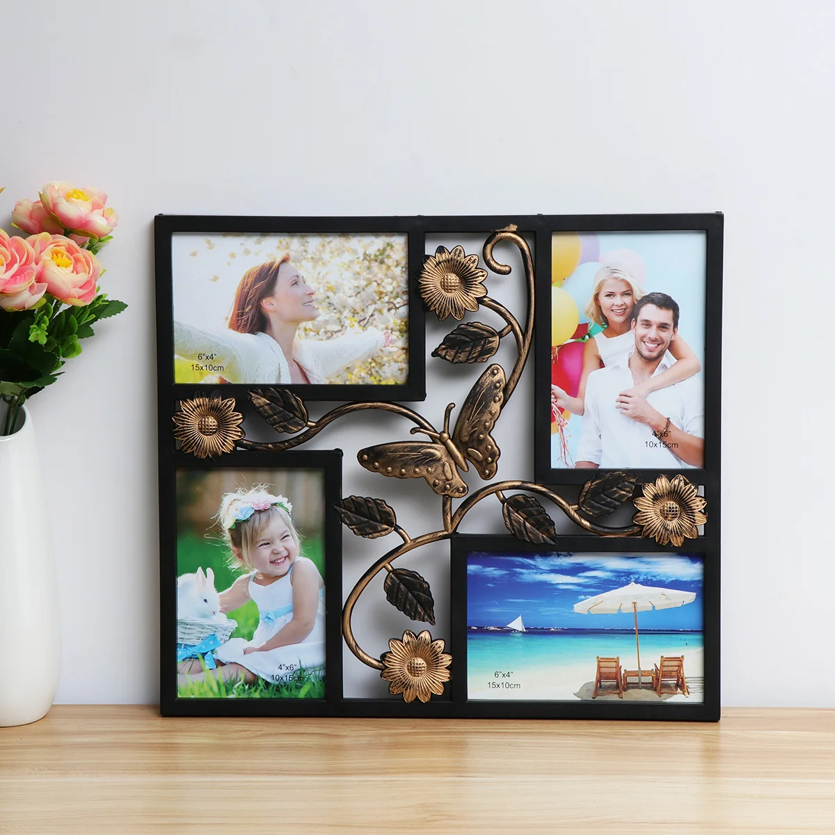 Picture Frame 4 Opening Photo Phote Decor Four Holes Wall Hanging Family Frames