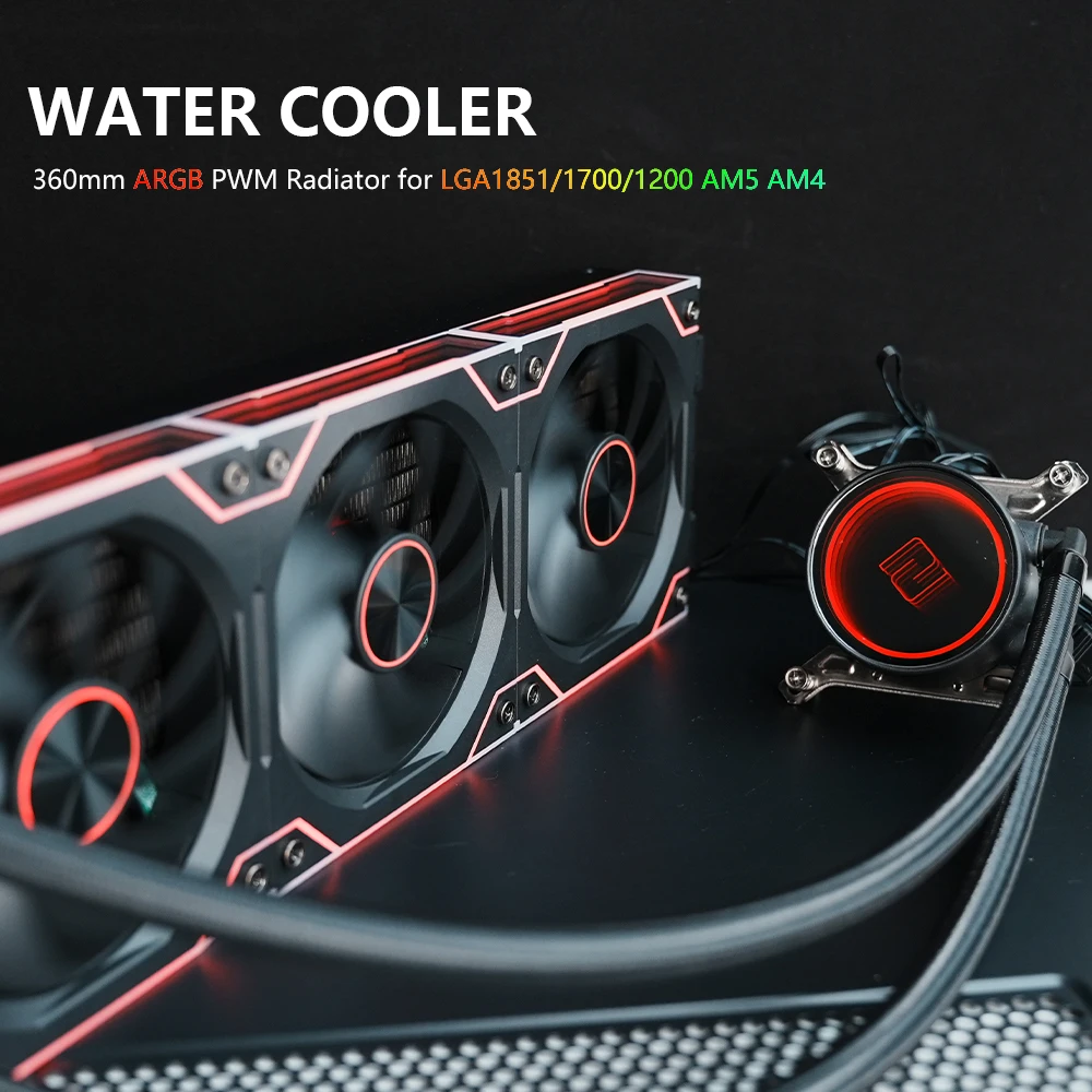 

360mm Water Cooler for CPU PWM ARGB All-in-one Water Cold Radiator, Support LGA1851/1700/1200 AM5 AM4