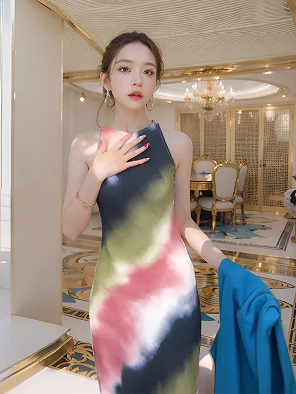 

TZ443 Лето Pure Desire женское платье с приталенной талией и круглым вырезом Ne, сексуальное трикотажное платье из полиэфирного волокна