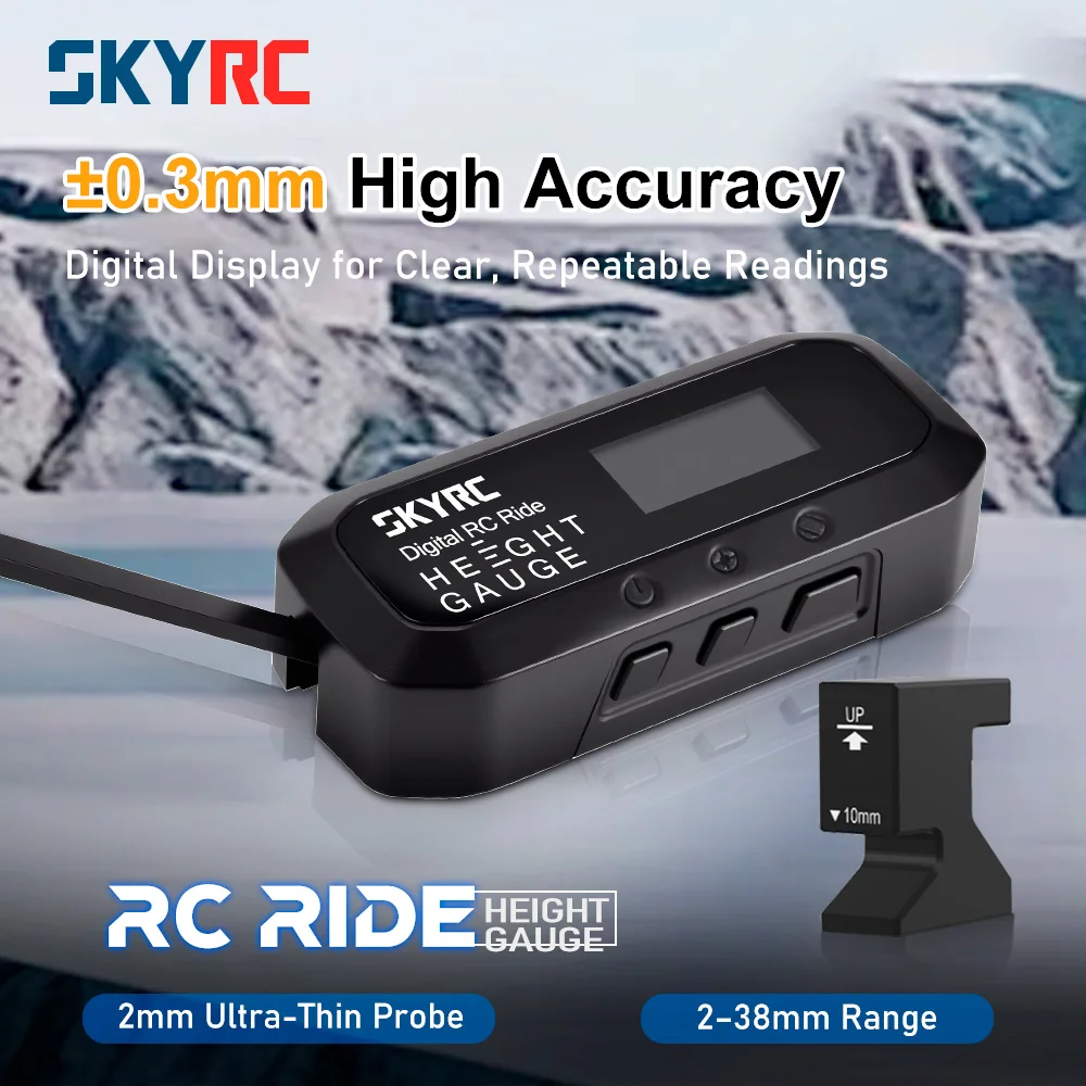 SkyRC RC Ride Height Gauge Digital 0.1mm Precision 2–38mm Range for 1/24 1/10 1/8 Cars with Rotating Display Calibration Tool