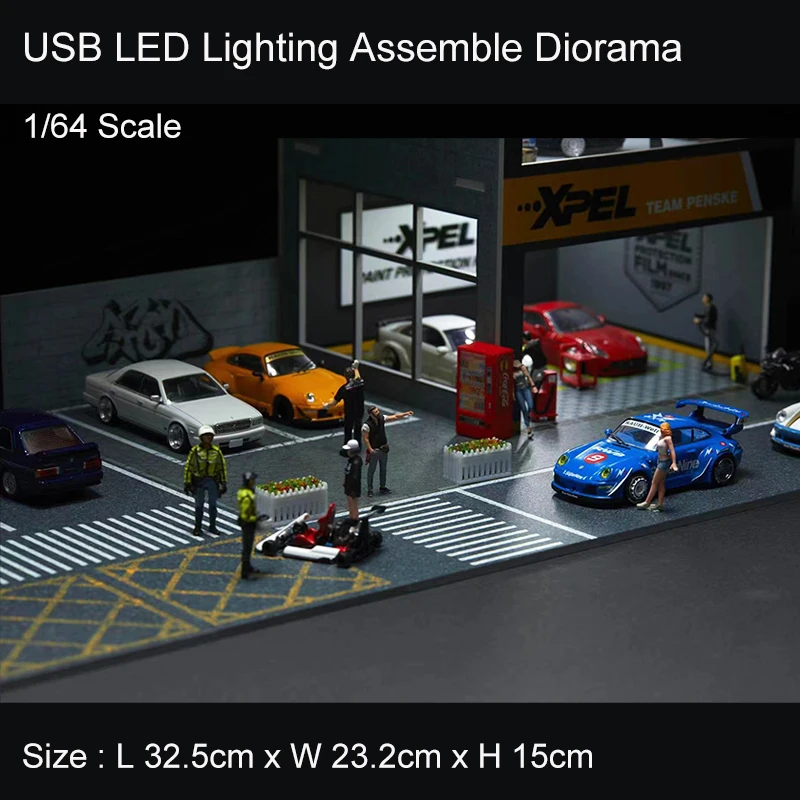 Diorama-Modèle d'éclairage LED USB 1:64, 2 Vervoltage, Assembler, Parking, Garage, Station