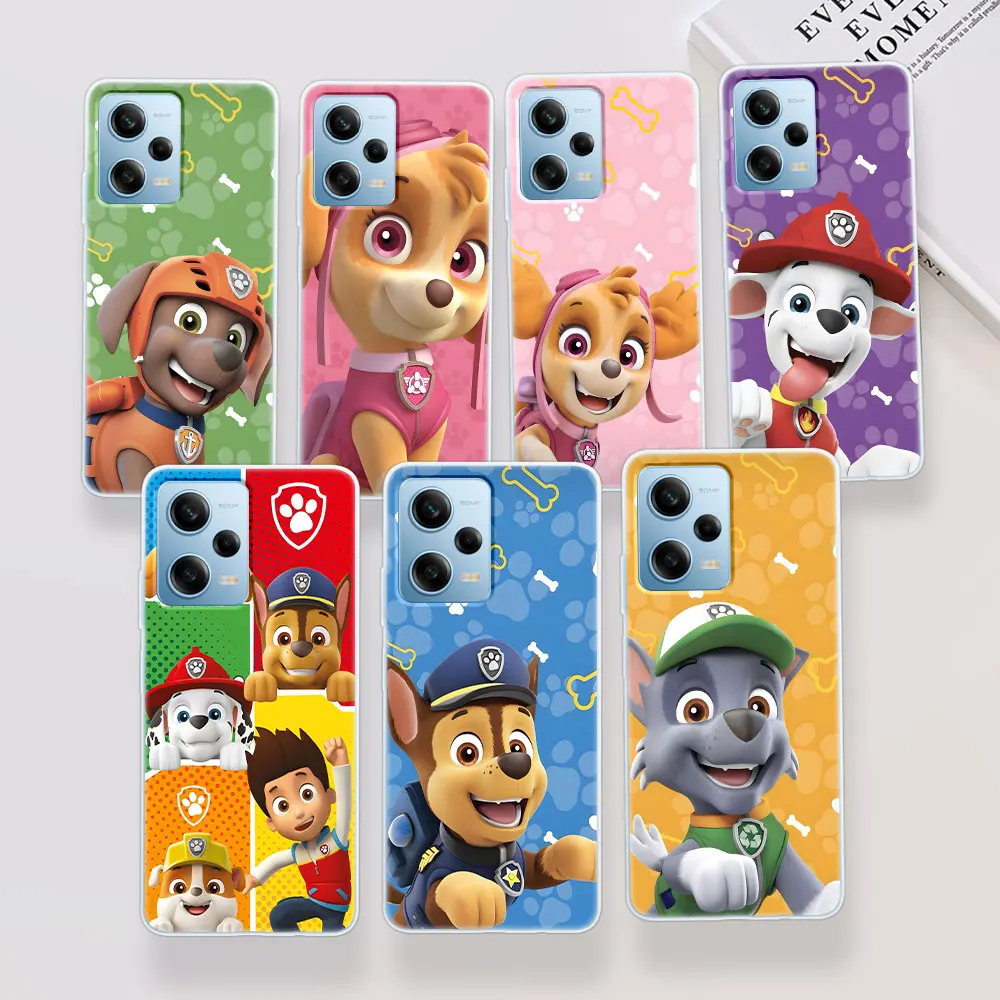 Paws P-Patrols Cartoon Dog Case for Xiaomi Redmi 9C 10C 10A 10 9 6 9T 6A 8 9A 9i 12 12C K60 K40 Pro TPU Transparent Phone Cover