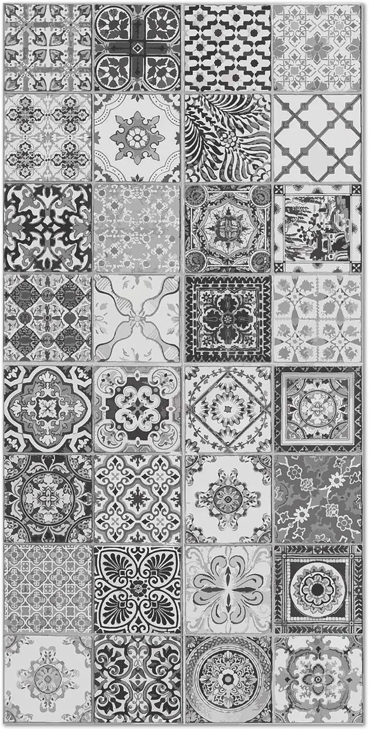 

VIKAMA Chinese-Style Tiger Head Bone Printed Pvc Floor Mat, Bathroom Bedside Carpet, Water-Absorbing Home Decoration