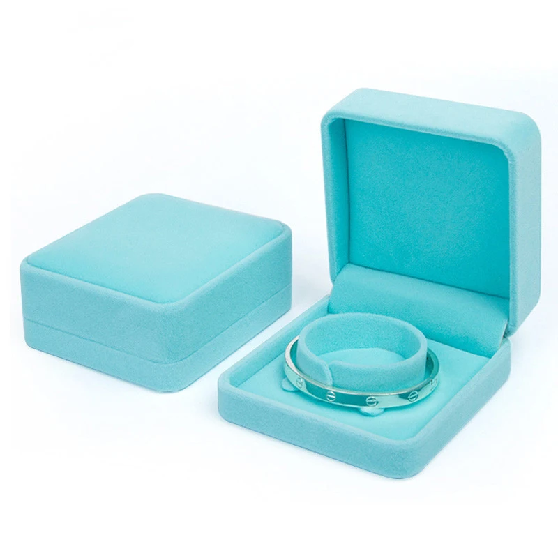 Caja de almacenamiento de terciopelo verde para collar, caja organizadora de joyería, anillo de boda, regalo