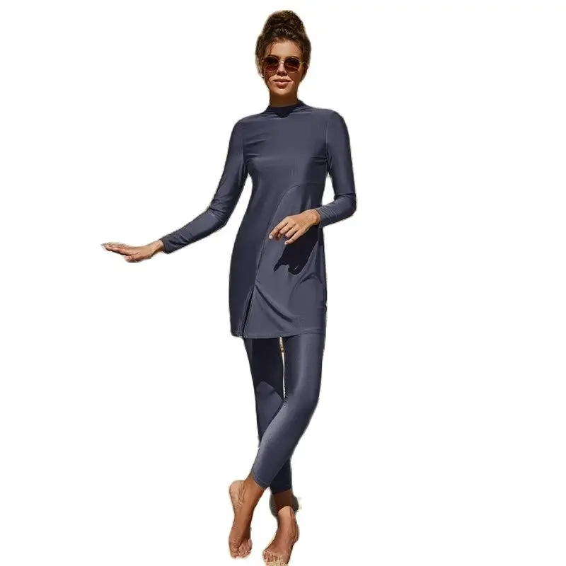 

Borkini Femme Musulmane Arabian Swimsuit Two-piece Beach Surfing Sunscreen Swimsuit Solid Long-sleeved Trousers Fully Enclosed