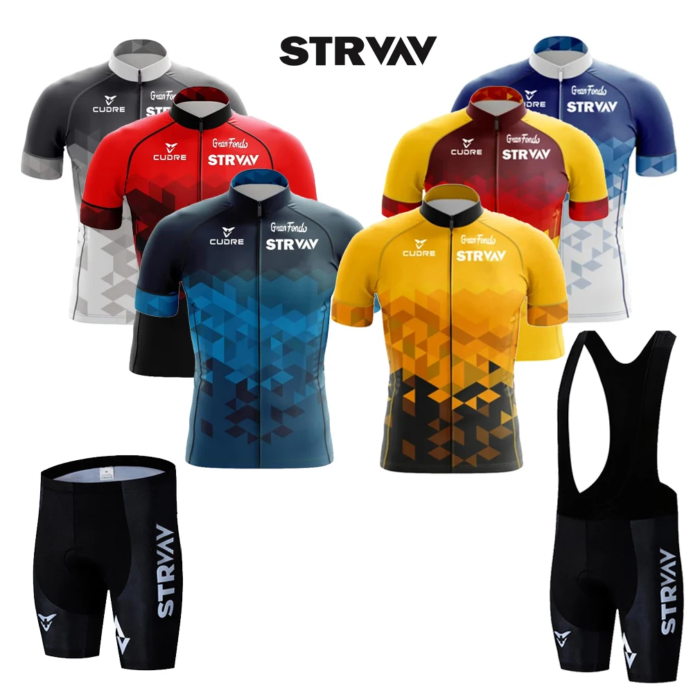 Strava Fietsen Fietsshirt Set Mtb Heren Maillot Zomer Fiets T-Shirt Bib Shorts Pak Triatlon Mountainbike Kleding