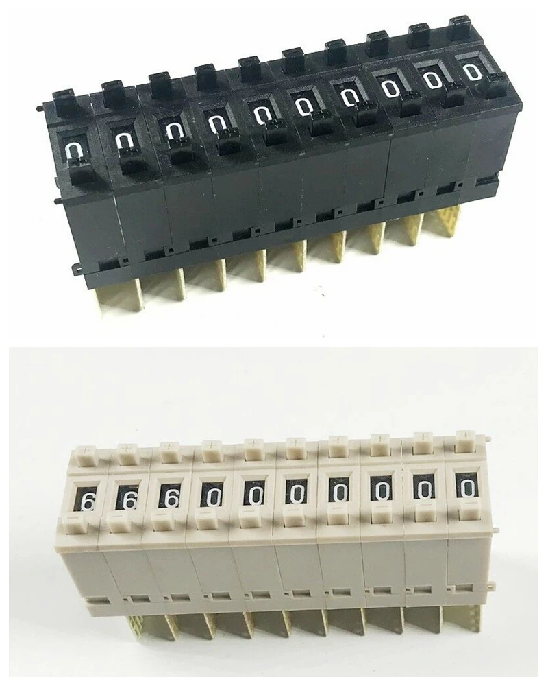 10PCS Pushwheel Switch Gray Decimal/BCD Code 0-9 Digital KM1(16X6MM)/KM2(22X8MM)/KM3(30X10MM) Plastic