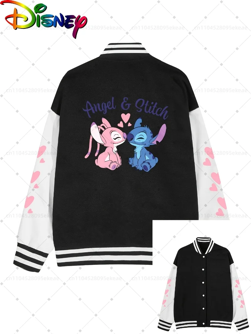 

DISNEY Stitch Couple Baseball Jacket Men Fashionable Sports and Leisure Autumn Winter Jacket Loose Cartoon Top Teenagers