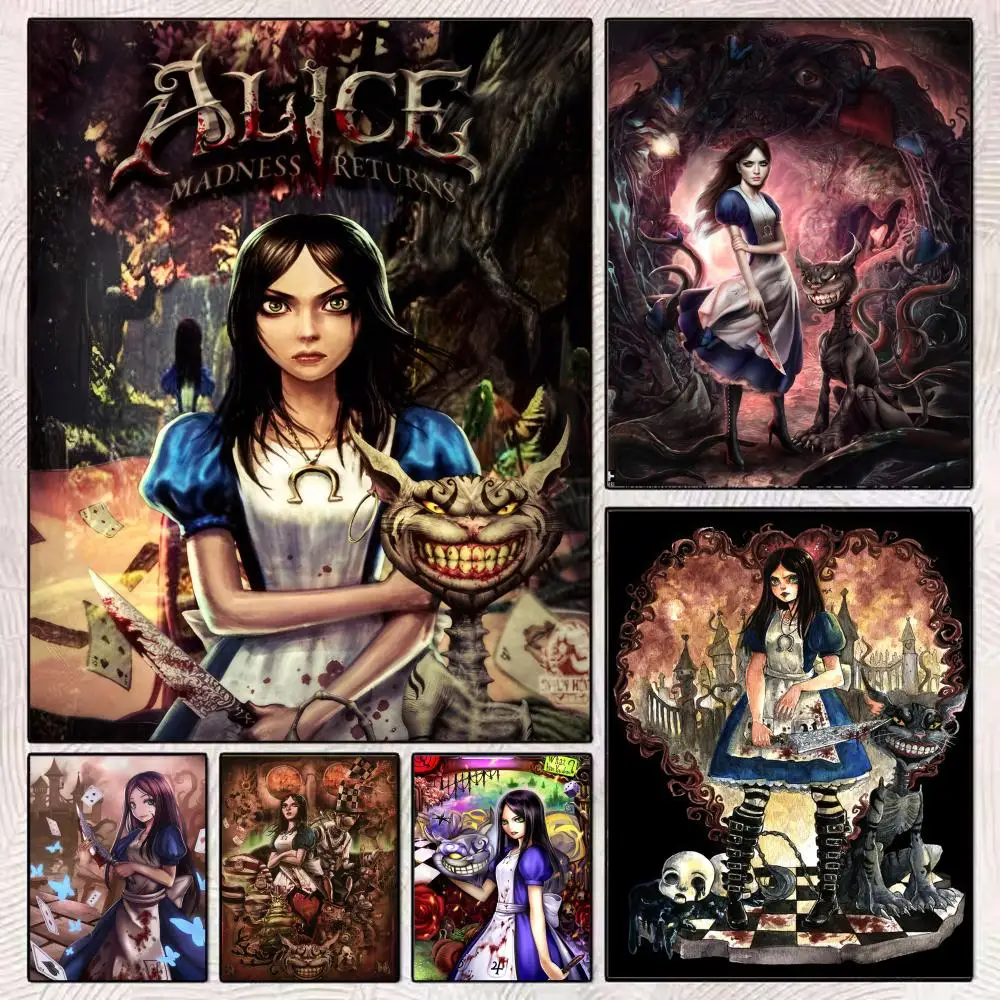 ملصق مثالي لوحة فنية جدارية ذاتية اللصق مصممة لمساحات تناول الطعام في المكتب المنزلي قطعة واحدة من أليس جنون العودة