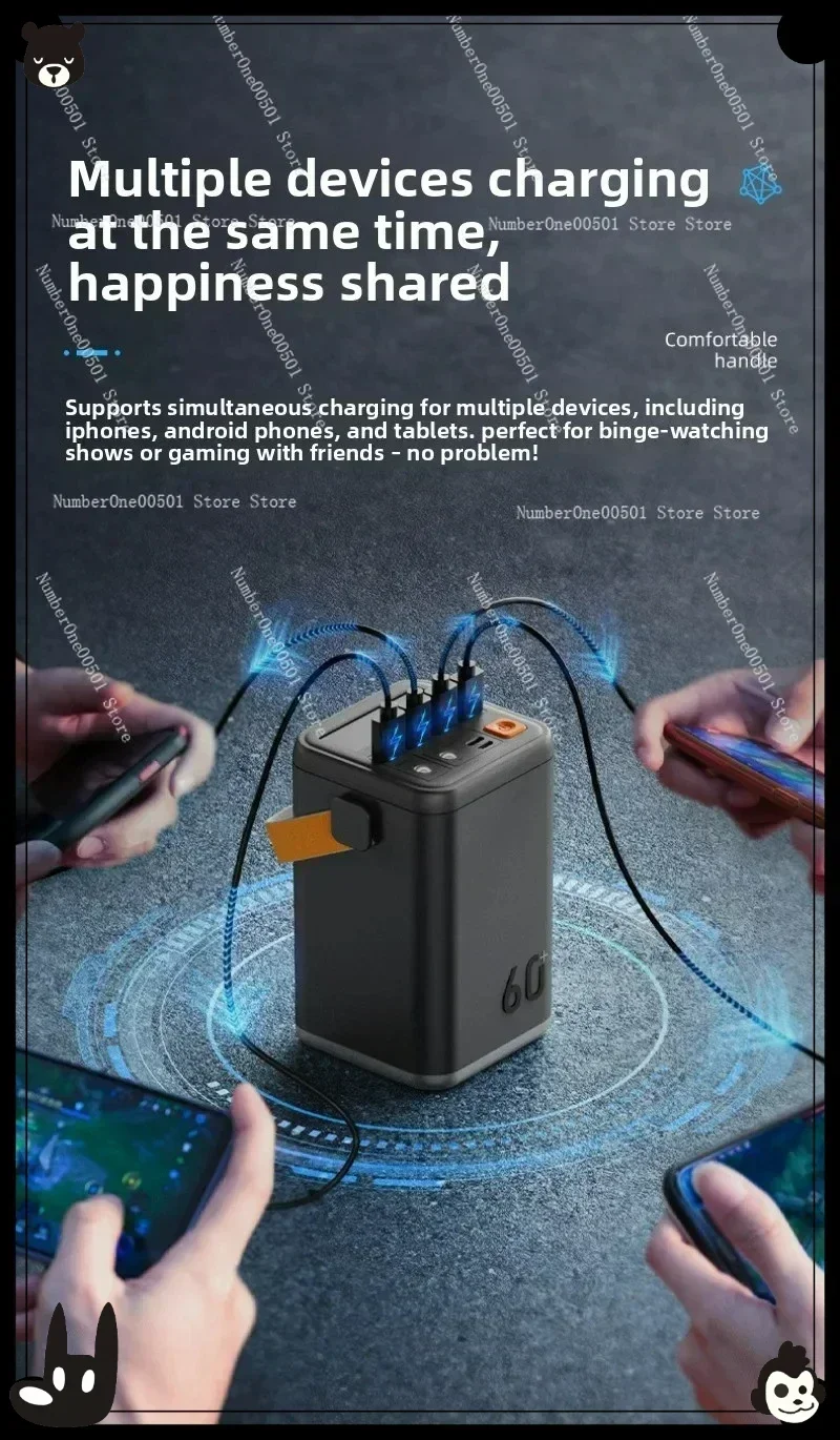

60000 mAh power bank fast charging large capacity safety certification camping emergency energy storage power supply