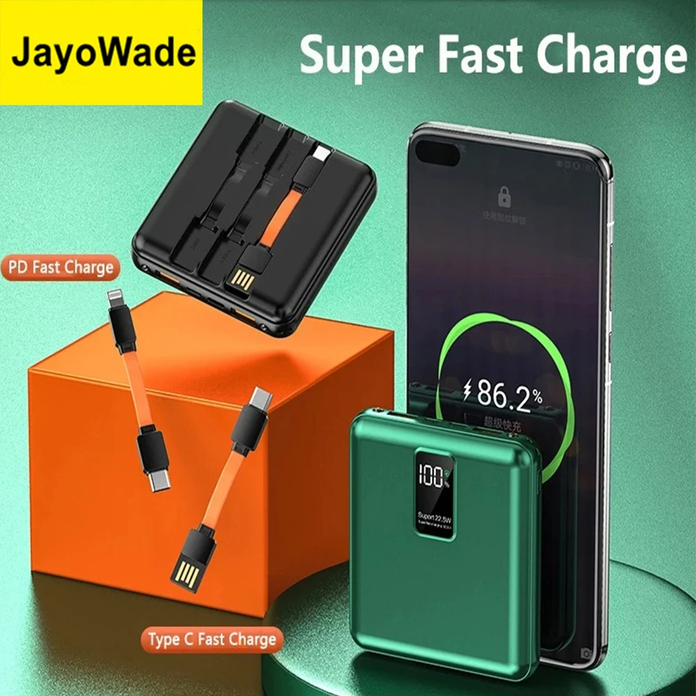 

JayoWade Newest 20000mAh Mini Power Bank USB Fast Charger Powerbank Battery for iPhone Samsung Huawei Xiaomi Poverbank Cable