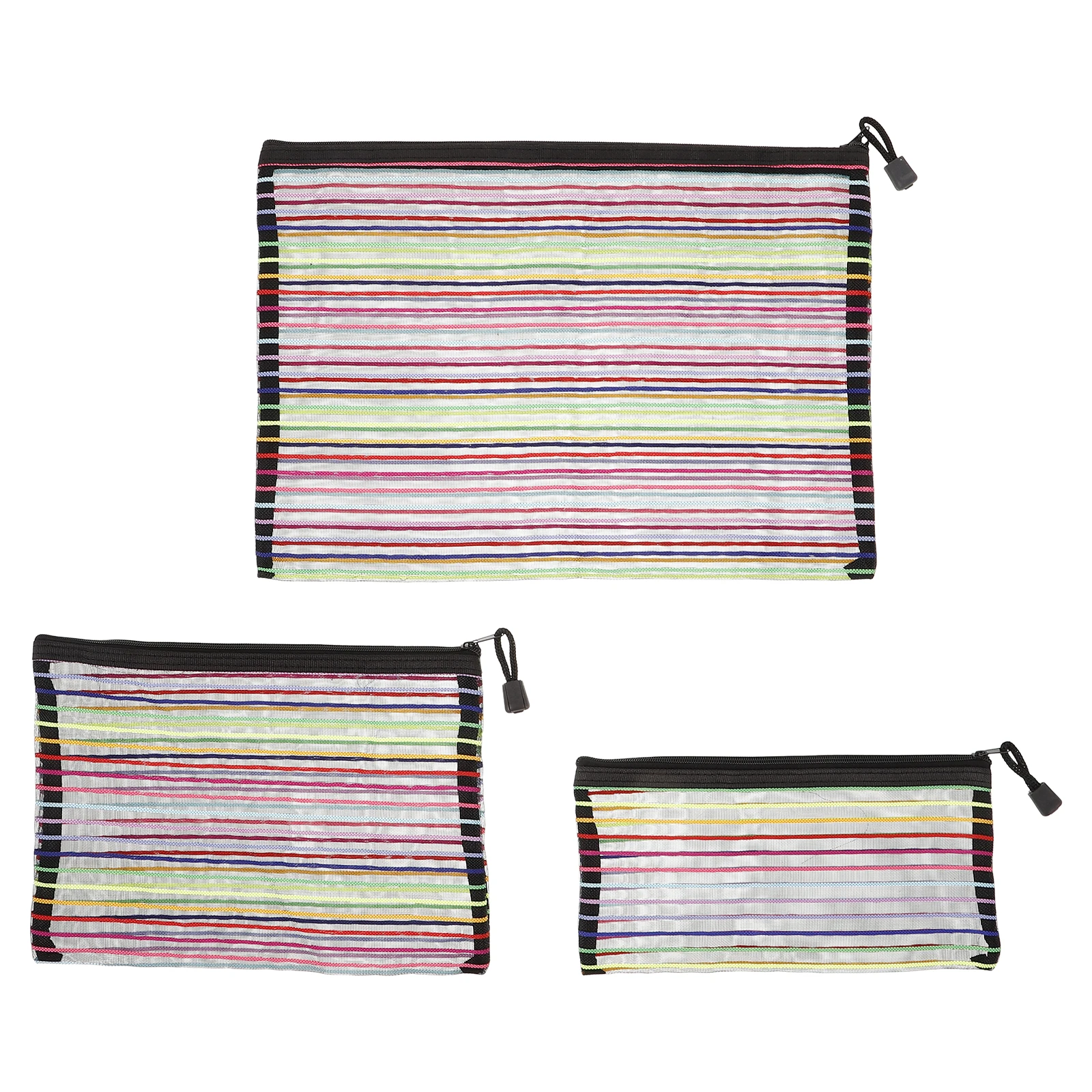 

3 Pcs Nylon Mesh Bag Organizer Bags Storage Small Drawstring File Holder Zipper with Clear Pouches Student