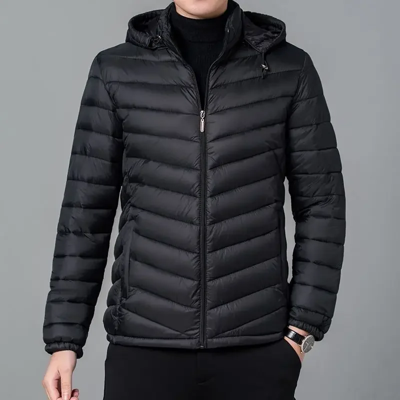 Chaqueta de plumón informal para hombre, Parkas cálidas con relleno ligero, abrigos acolchados para hombre, ropa exterior, estética, invierno,