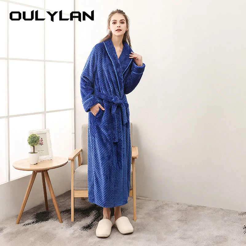 

Soft Kimono Dressing Gown Solid Comfortable Sleepwear Autumn and Winter New Season Home Plush Soft and Comfortable Pajamas