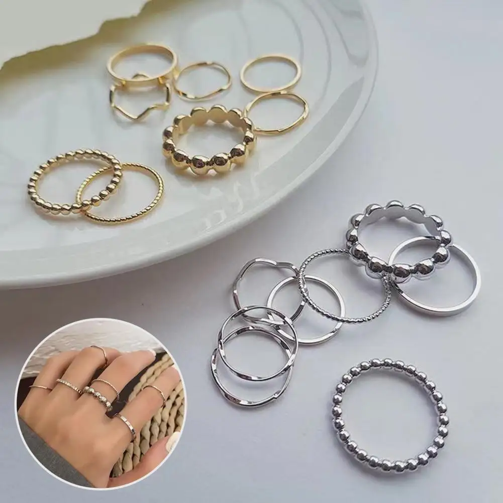 8Pcs Simple Fashion Rings Long Lasting Women Rings Exquisite Decorate Women Minimalist Knuckle Finger Rings