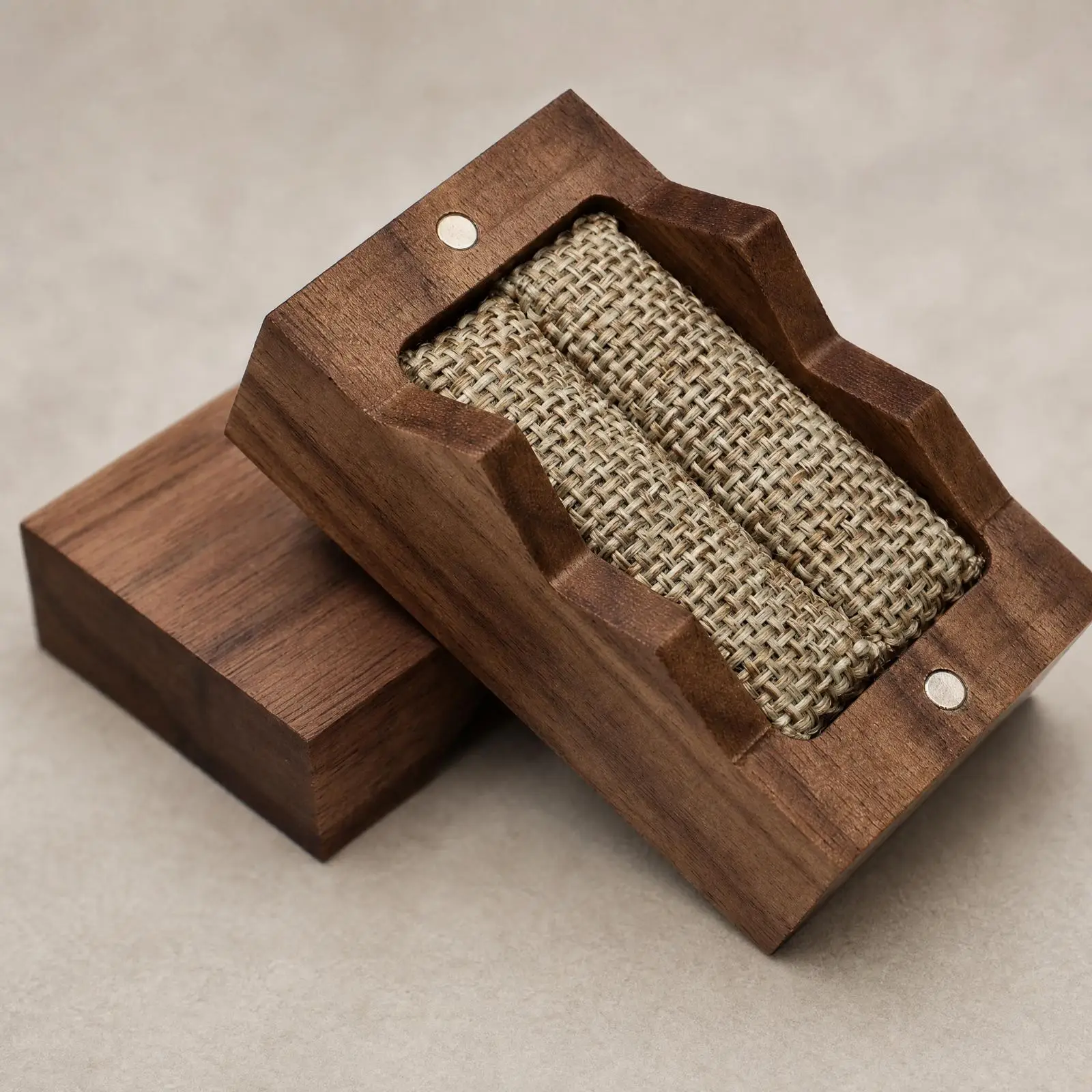Natural Walnut Wood Jewelry Box Compact Ring Holder with Soft Interior Lining for Earrings and Keepsakes view 5