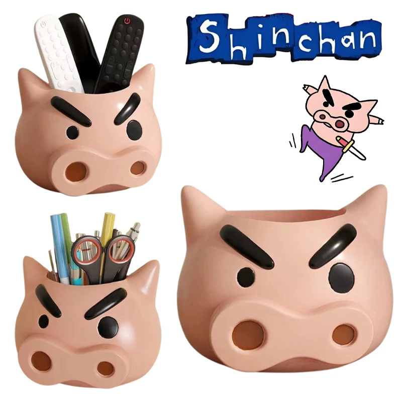 Crayon Shin-chan Buriburizaemon Pen Holders Desktop Organiser Large Capacity Brush Pot Student Creative Cute Plastic Storage Box