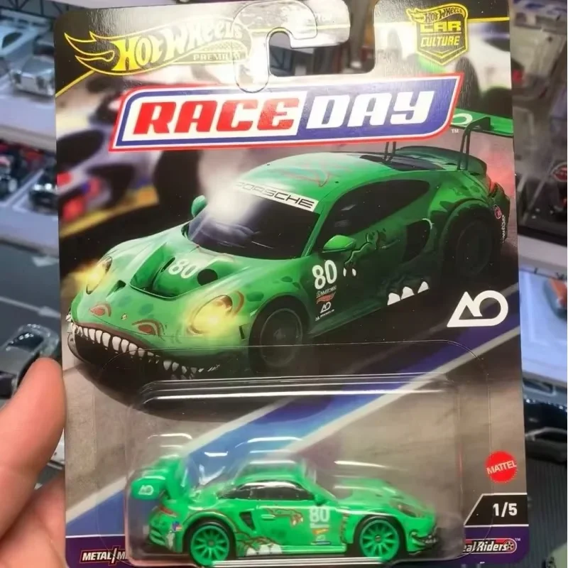 Hot Wheels Original Premium coche cultura carrera día Rexy Porsche 911 GT3 R juguetes para niños 1/64 vehículo fundido a presión recoger regalo de cumpleaños