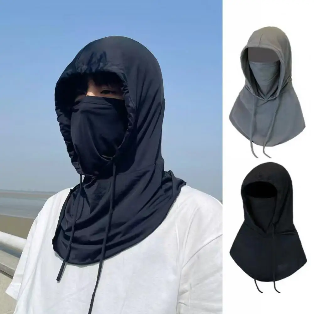 Men Summer Riding Headgear With Drawstring Design Sun Face Guard Ice Silk Quick Drying 3 In 1 Neck Gaiter 라이딩 투구