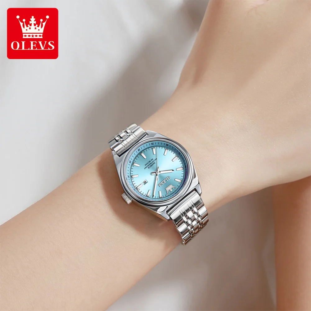 OLEVS Orologi da donna Orologio al quarzo originale di lusso elegante delle migliori marche per signora Acciaio inossidabile Impermeabile Data luminosa Tendenza Nuovo