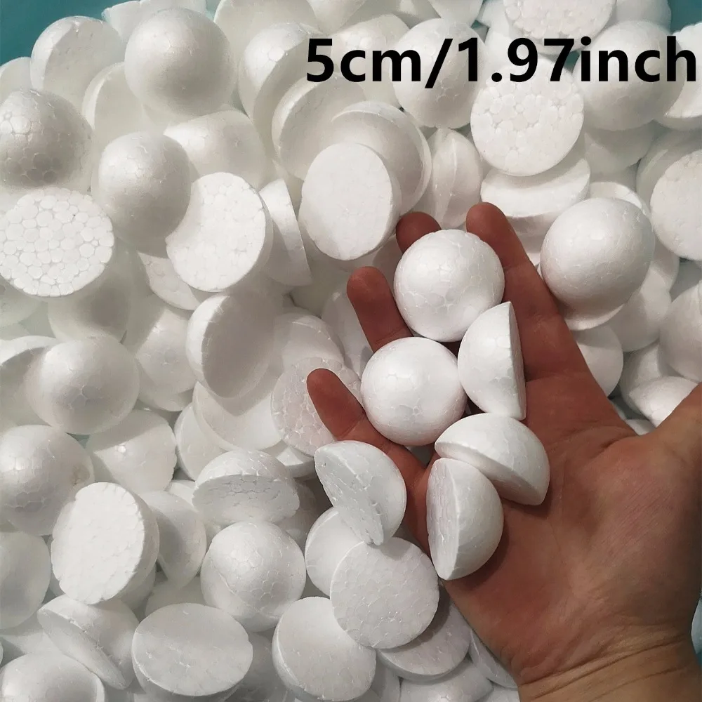 5cm 200 stücke halbrunde feste Polystyrol Styropor Schaum kugeln für Kinder basteln DIY 1,97 Zoll/50mm Weihnachts dekoration für zu Hause – Detail 4