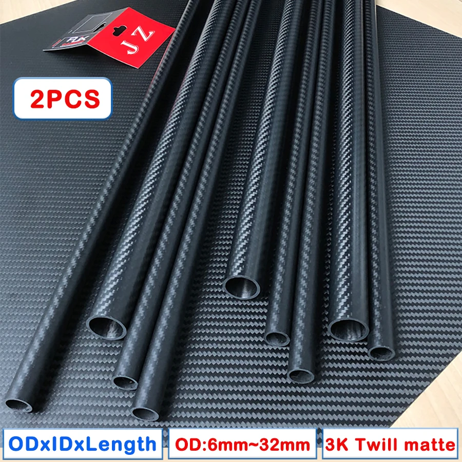 2pcs 3K Carbon Fiber Tube High Composite Hardness Material Length 500mm Twill matte OD6-32mm Pipes For Plant Protection Aircraft