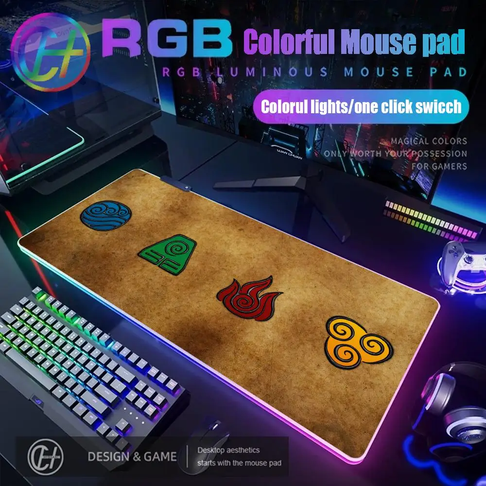 

Аниме A-Avatar The Last Airbender Коврик для мыши RGB Игровой коврик для мыши Настольный HD Gamer Большой светодиодный светильник XXL Коврики для мыши ПК Компьютерный ковер