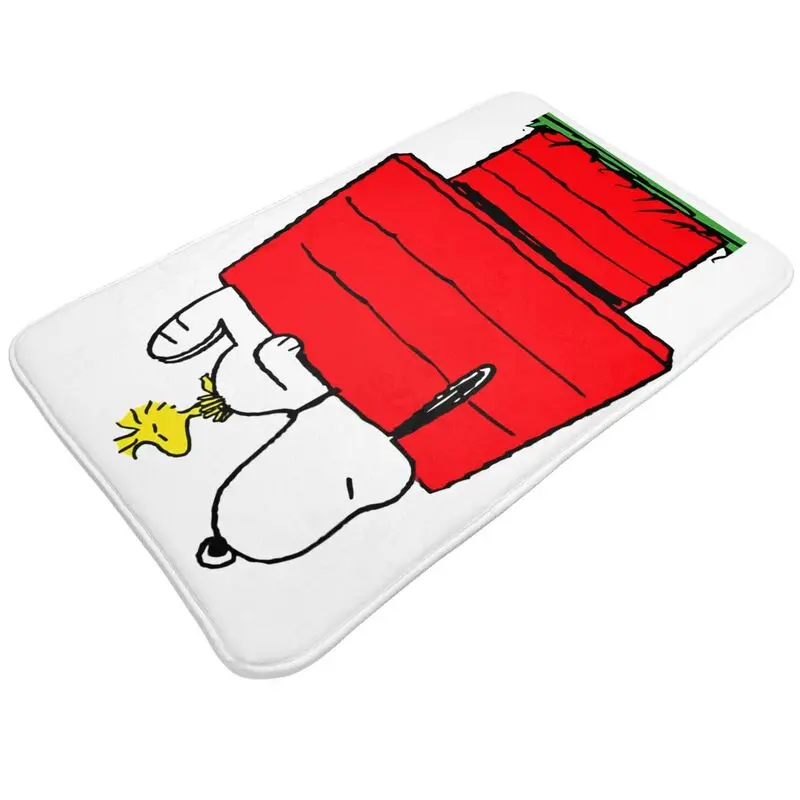 Custom Cartoon Snoopy Woodstock Animation Doormat Non-Slip Kitchen Bathroom Mat Garden Garage Floor Door Entrance Carpet Rug