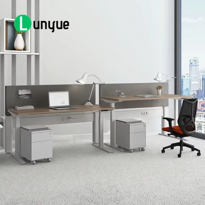 Custom Height Adjustable Office Workstation Cubicle Table with Partition for Call Center Employee Desk Furniture