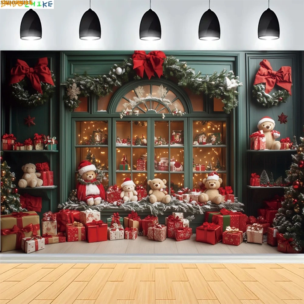 

Christmas Day New Year Party Photography Backdrops Prop Window Living Room Interior Xmas Tree Snow Theme Photo Background BG39