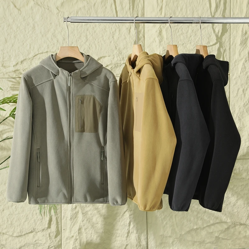 

Trade King Men's Outdoor Fce Jaet Double Layered Autumn Winter Hooded Coat Warmth Polyester Fiber Stand Fit Long Sve