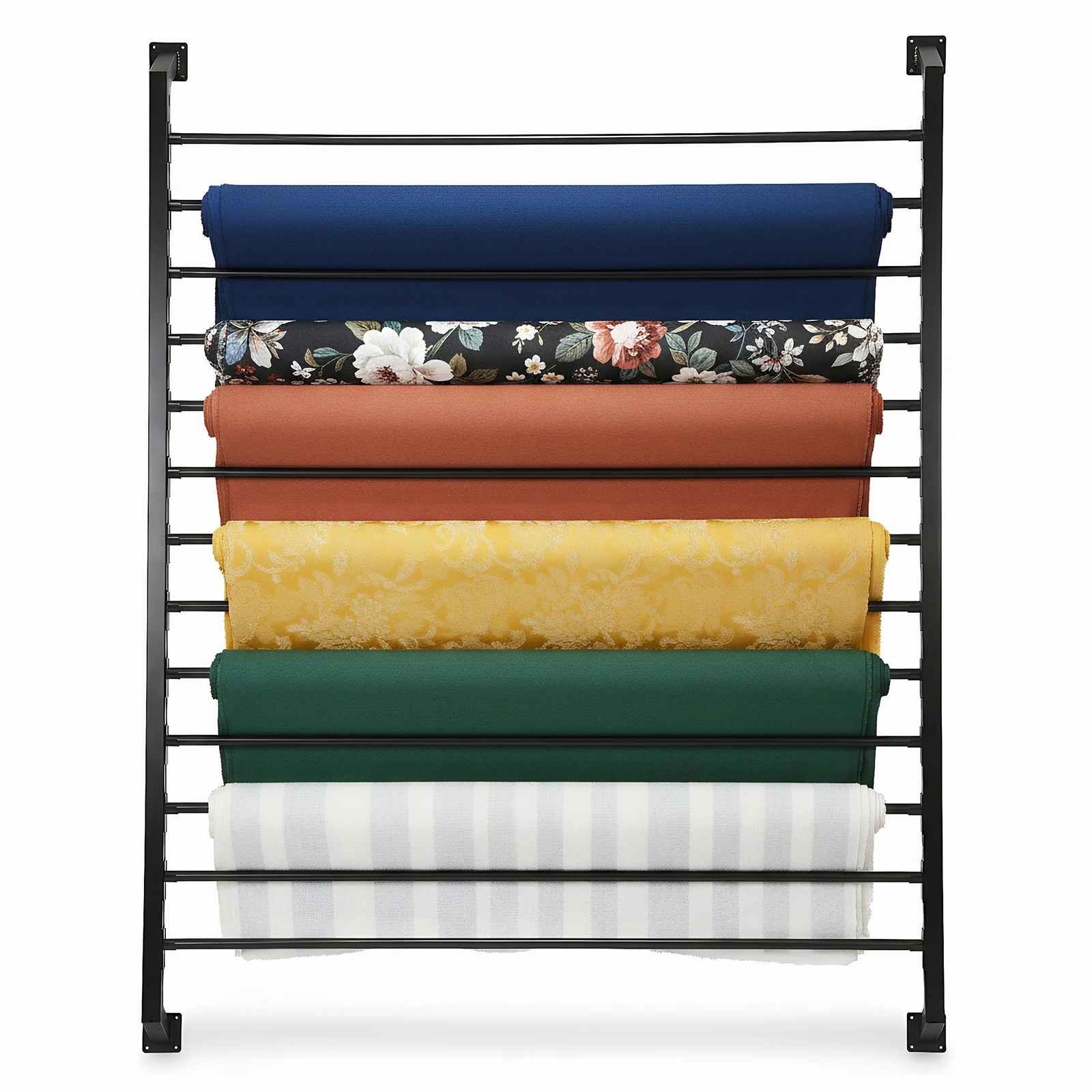 Wrapping Paper Display Rack 13 Tier Vinyl Roll Holder with Adjustable Hanging Rod for Transfer Paper Tape Wallpaper Window Film