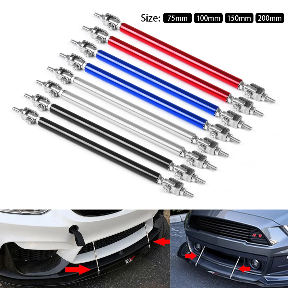 2psc Universal Racing Adjustable Front Rear Bumper Lip Splitter Support Bar / pull rod Kit Racing 75mm/100mm/150mm/200mm